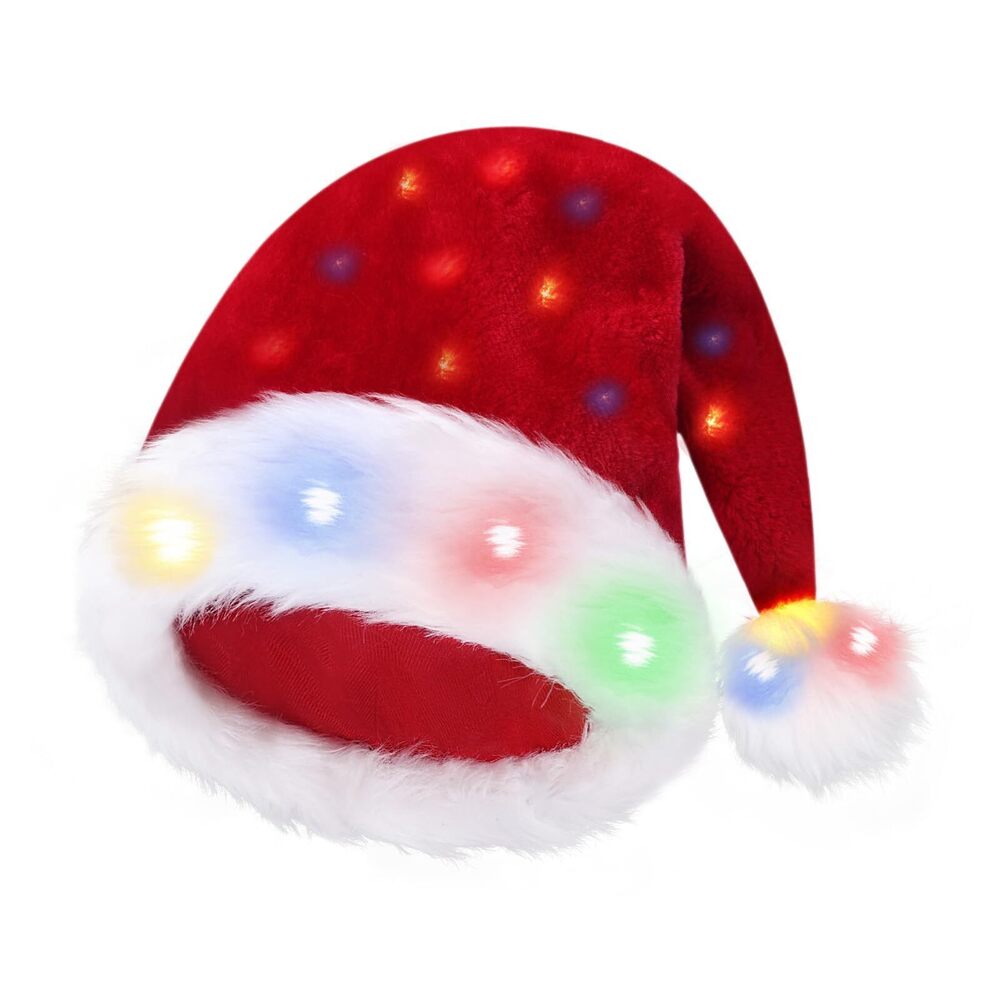 7636 Santa Hat, Light Up Santa Hat, Plush Christmas Hats, Velvet Funny